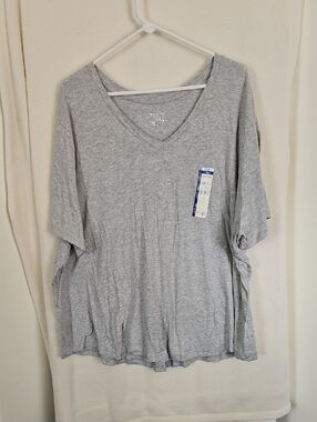 Terra & Sky Heather Gray V-Neck Short Sleeve Tee